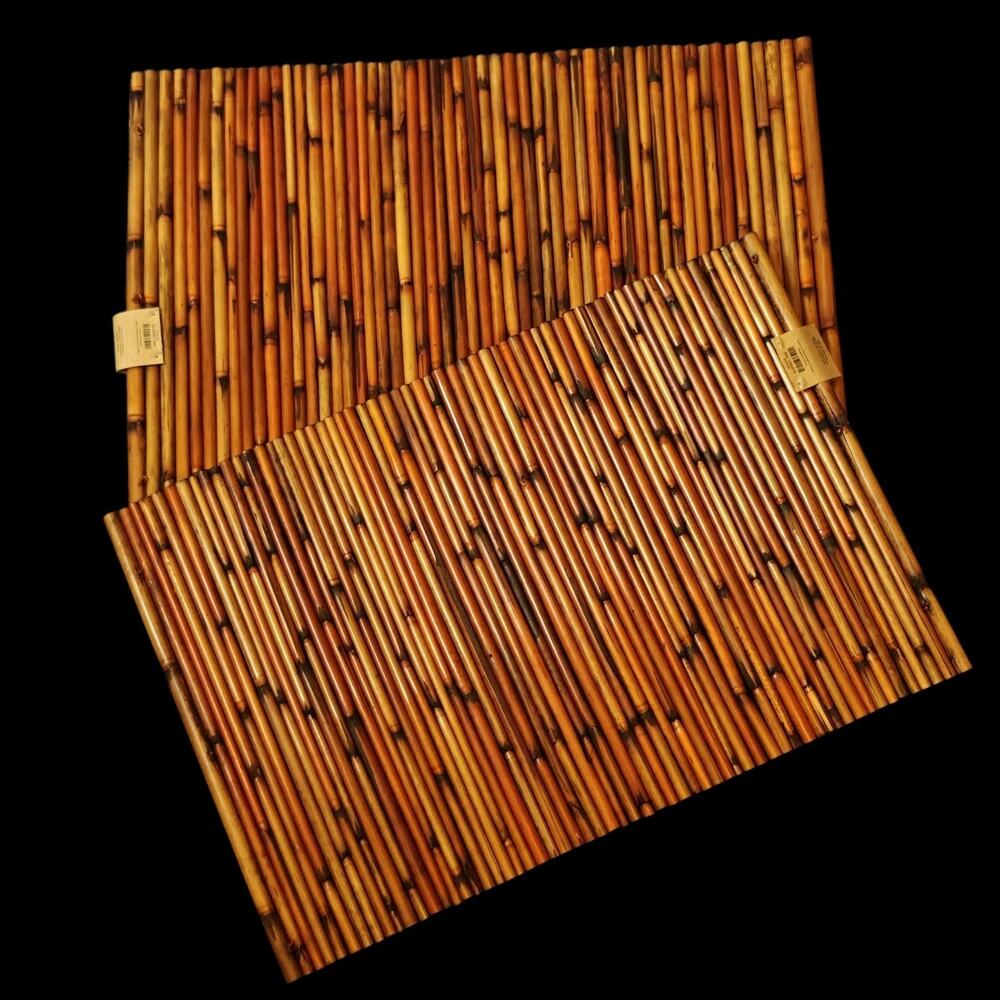 Pier 1 Imports Vintage BoHo Natural Tiki Rattan Bamboo Reed Placemats Two NWT